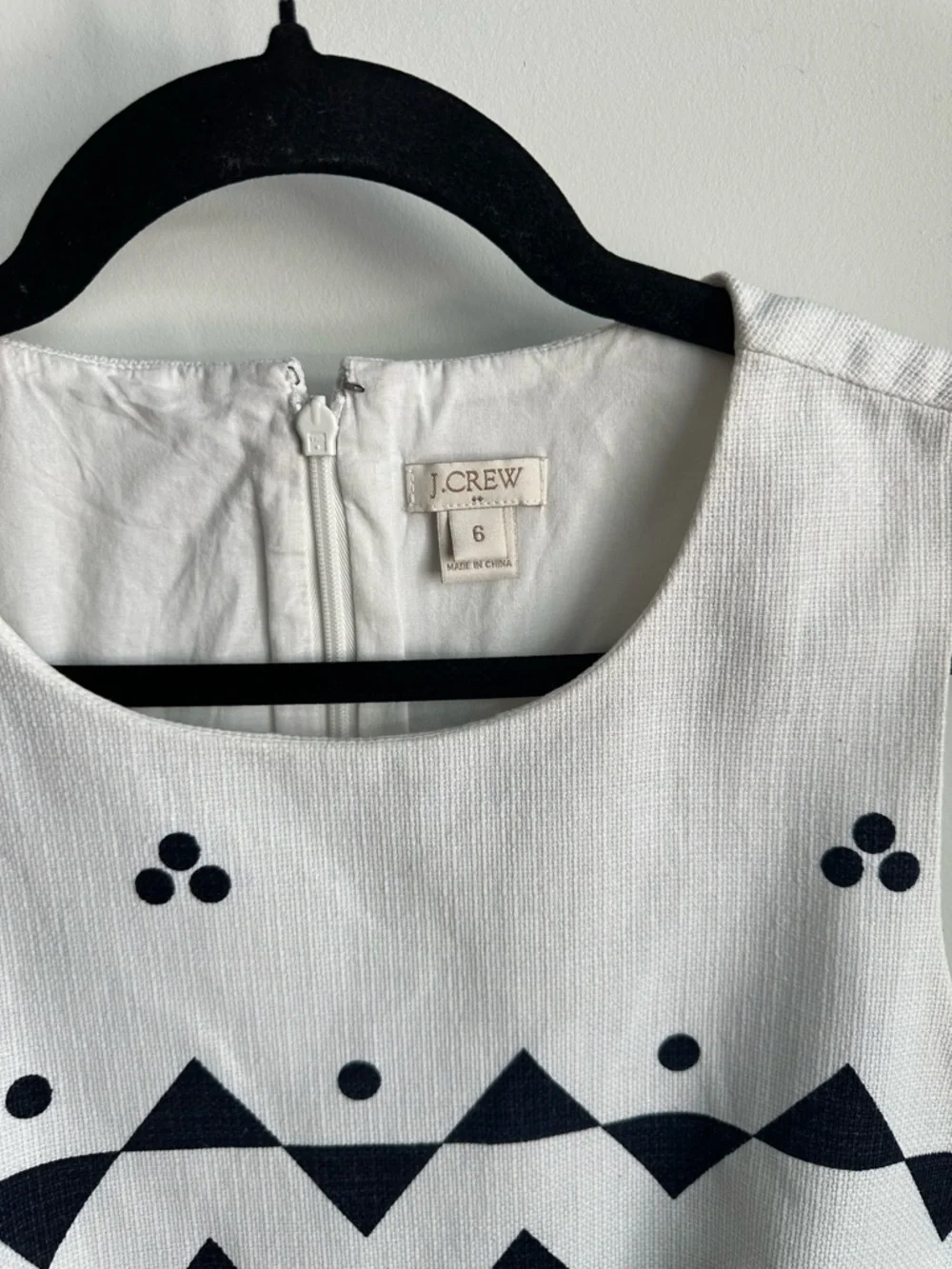 J.Crew Sleeveless Sheath Dress Size 6‎ Black White Geometric Print Career Chic